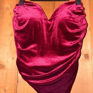 Burgundy Strapless Velvet Top